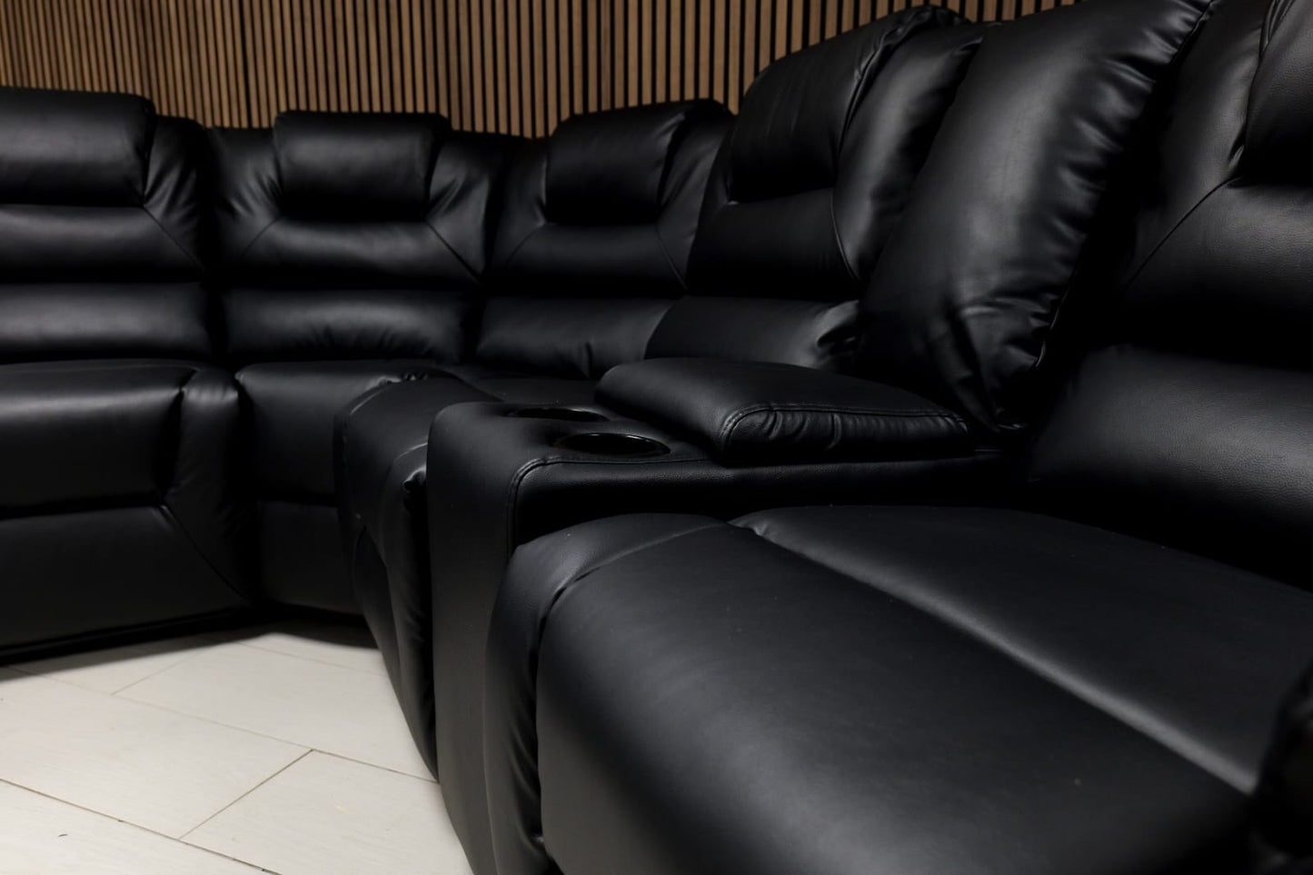 Axel Air Leather & Grey Technology Fabric Manual Recliner Sofa