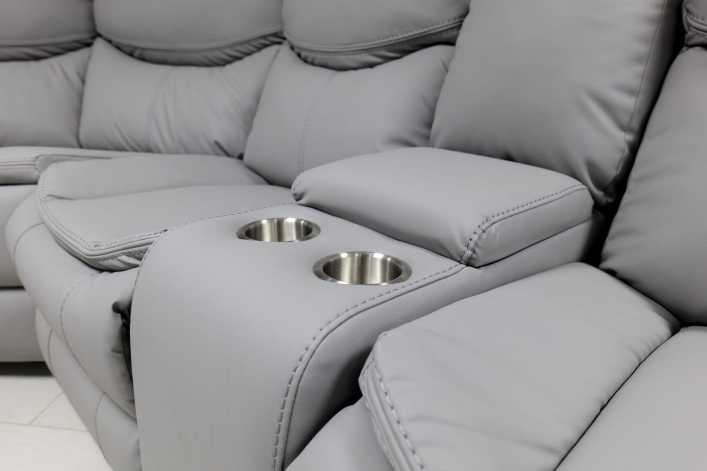 Valerie Air Leather & Grey Technology Fabric Manual Recliner Sofa