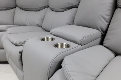 Valerie Air Leather & Grey Technology Fabric Manual Recliner Sofa
