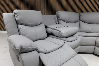 Valerie Air Leather & Grey Technology Fabric Manual Recliner Sofa