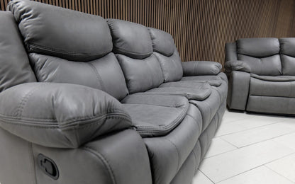 Valerie Air Leather & Grey Technology Fabric Manual Recliner Sofa
